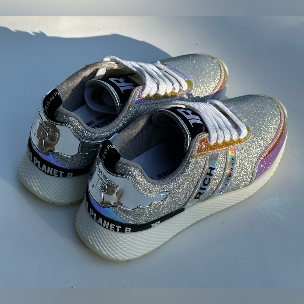 JOHN RICHMOND NEW Women Glitter  Silver Metallic  Fashion Sneaker EU36/US 5.5